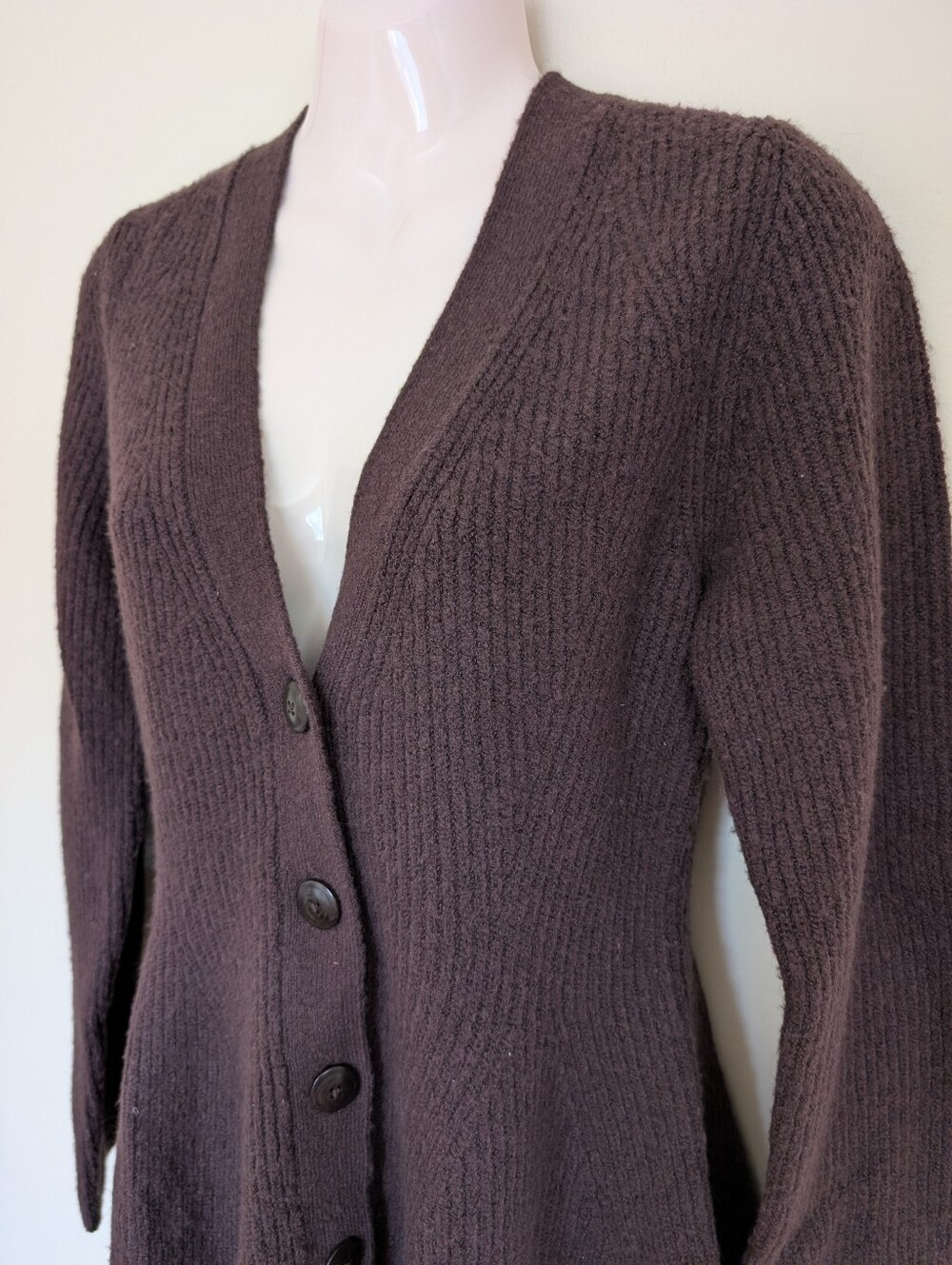 Anthropologie Maeve Hourglass Knit Cardigan Sweater Brown Medium - Picture 7 of 13